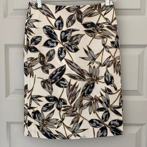 J Crew leaf print pencil skirt